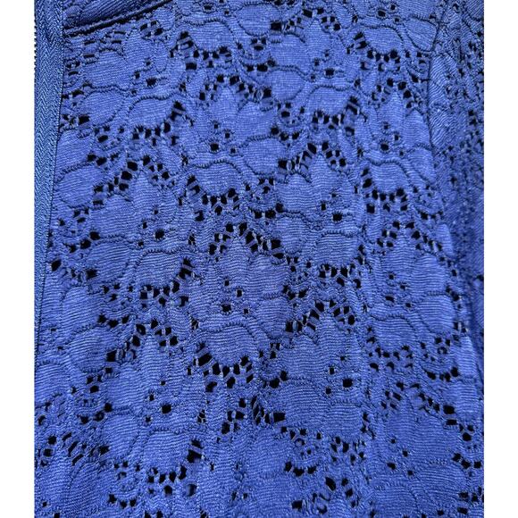 Denim + Company Royal Blue Soft Cotton Blend Cardigan Floral Lace Women's 1X - Picture 4 of 7